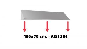 Inclined roof in AISI 304 stainless steel dim. 150x70cm. for cabinet IN-690.15.70